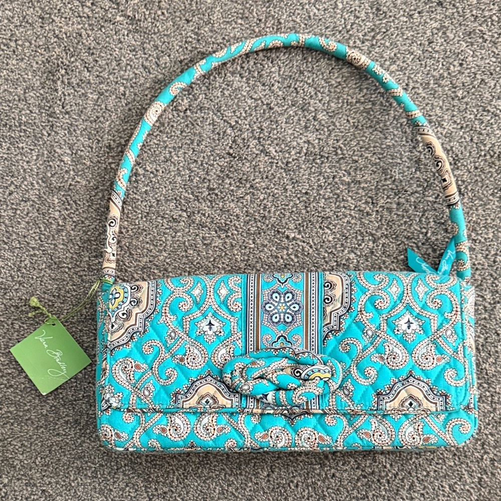 Vera Bradley Turquoise and Beige Patterned Shoulder Bag